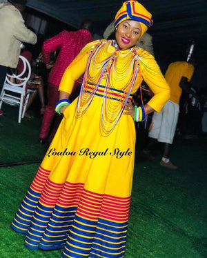 Yellow Colourful dress & Headwrap