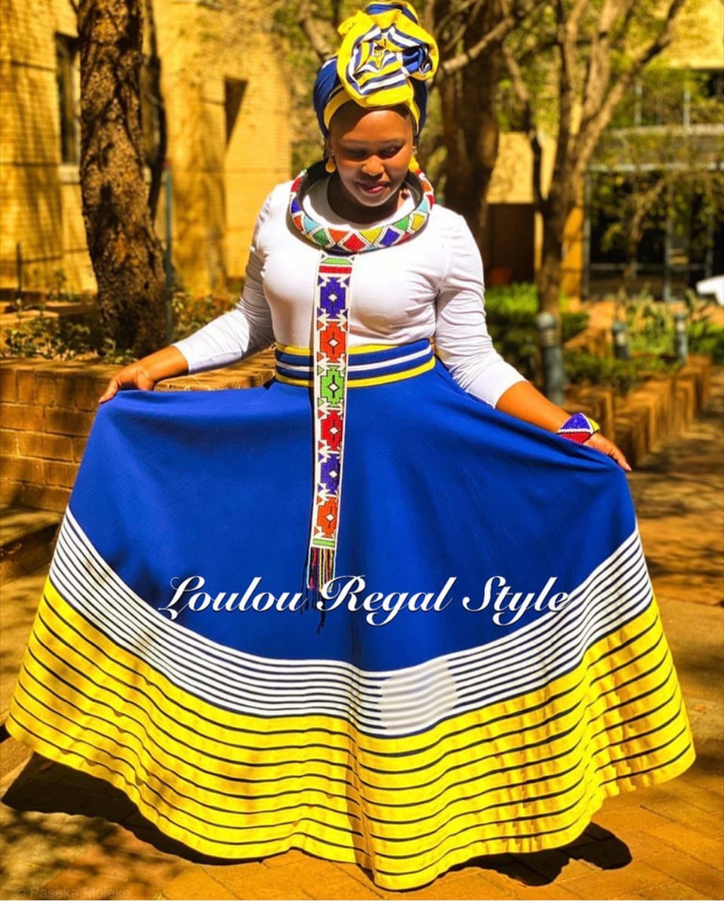 Royal Blue Skirt & Big Headwrap